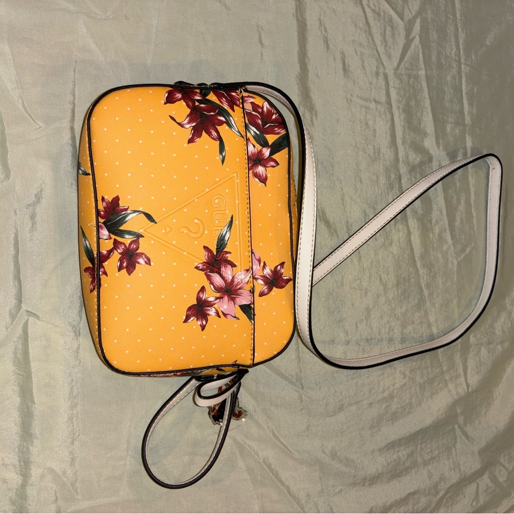 Guess Floral Yellow Crossbody Bag